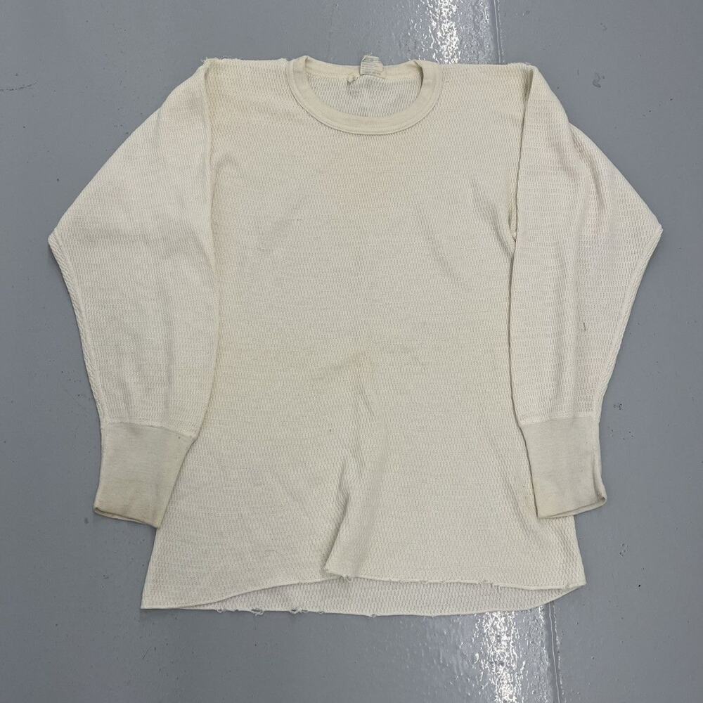 Vintage 80s Sears White Blank Long Sleeve Thermal